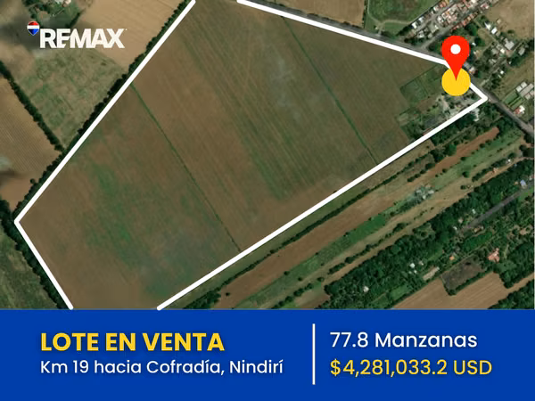 Lote en Km 19 hacia Cofradía, Nindirí