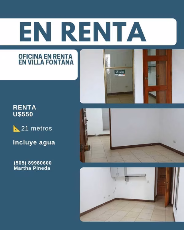 Renta de Espacio para Oficina o Negocio en Villa Fontana MP