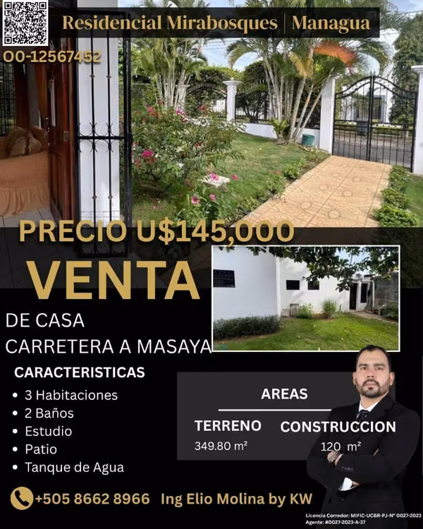 Venta de Casa en Carretera a Masaya Residencial Mirabosques
