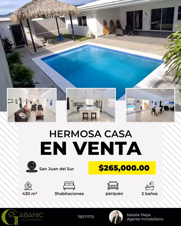 Casa amueblada en San Juan del Sur