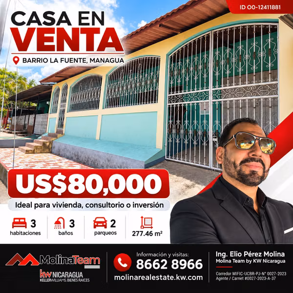 CASA EN VENTA – BARRIO LA FUENTE, MANAGUA