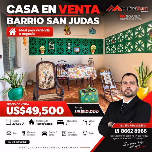 Casa en Venta en Barrio San Judas, Managua | US$49,500