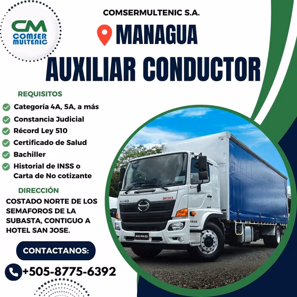 AUXILIAR CONDUCTOR -MANAGUA- CATEGORIA 5A