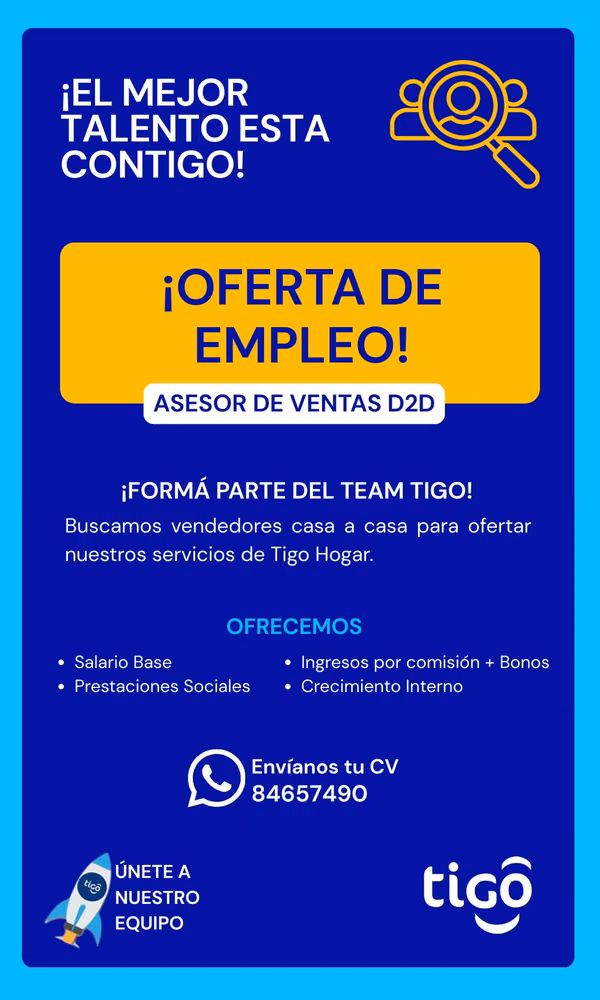 ASESOR DE VENTAS CASA A CASA MANAGUA