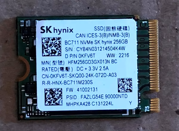 Solid state unit M.2 of 256gb Sk Hynix