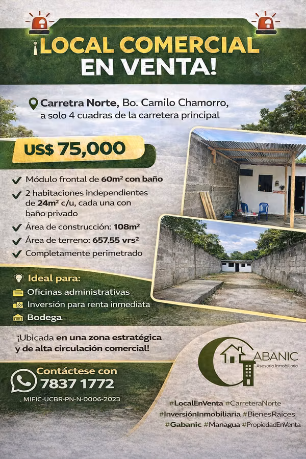  LOCAL COMERCIAL EN VENTA – CARRETERA NORTE 