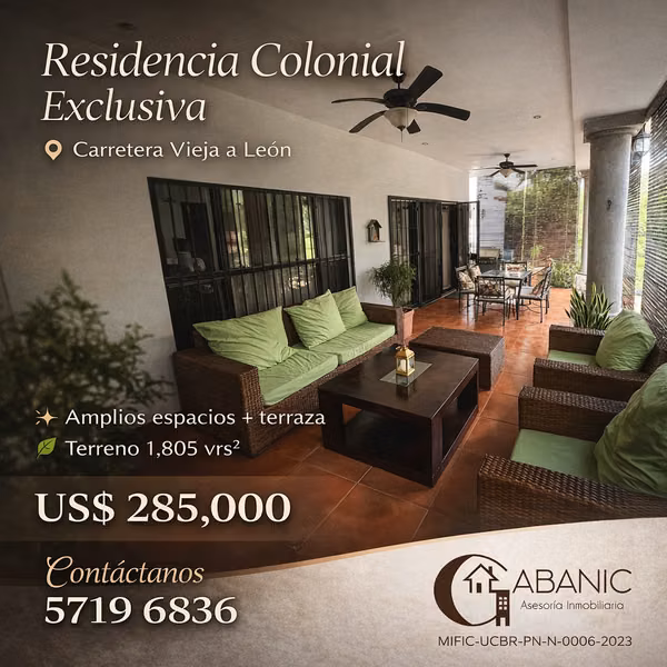  Casa Estilo Colonial en Venta Km 11 Carretera Vieja a León