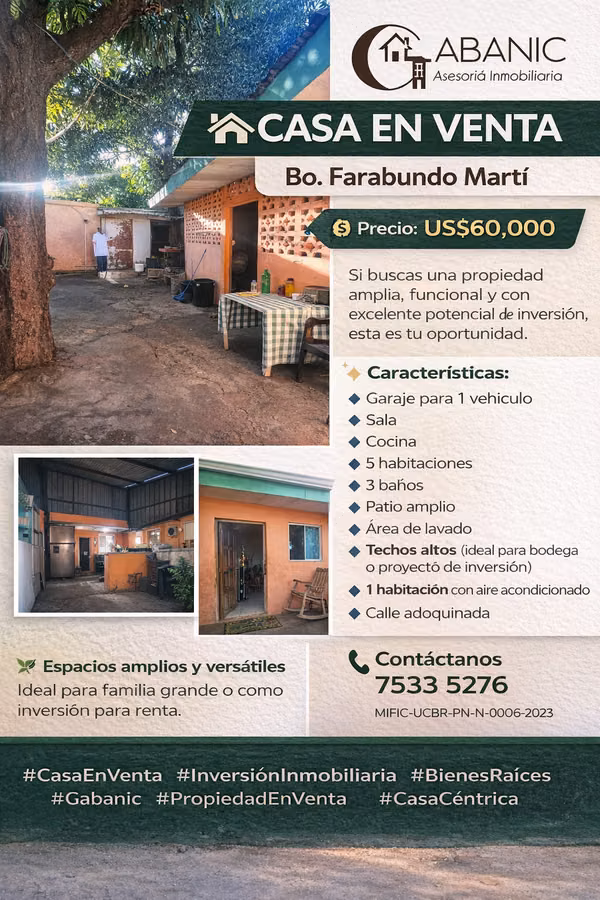  Casa en Venta – Bo. Farabundo Martí