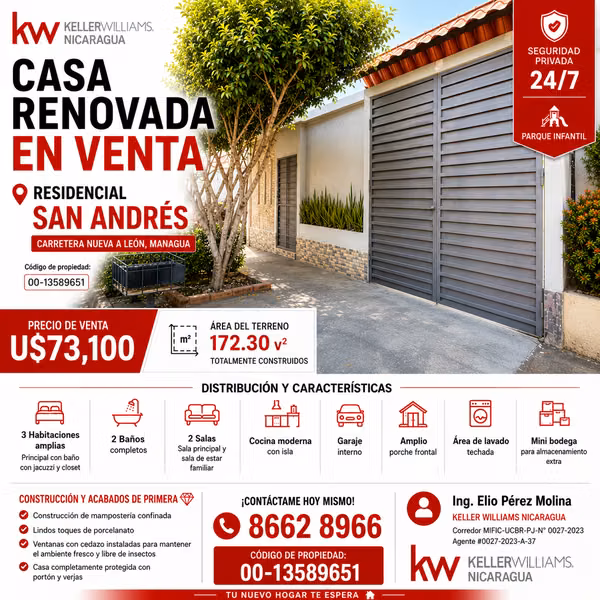 Venta de Casa en residencial San Andrés Managua carretera nueva a León