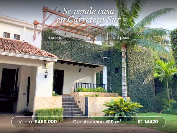 Casa en Venta – Zona Fresca, Tranquila y Segura de Carretera Sur  ID 14420