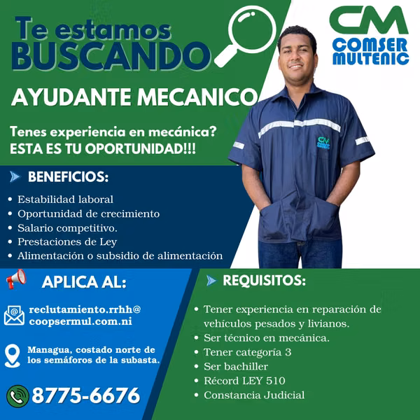 AYUDANTE DE MECANICA AUTOMOTRIZ-MANAGUA