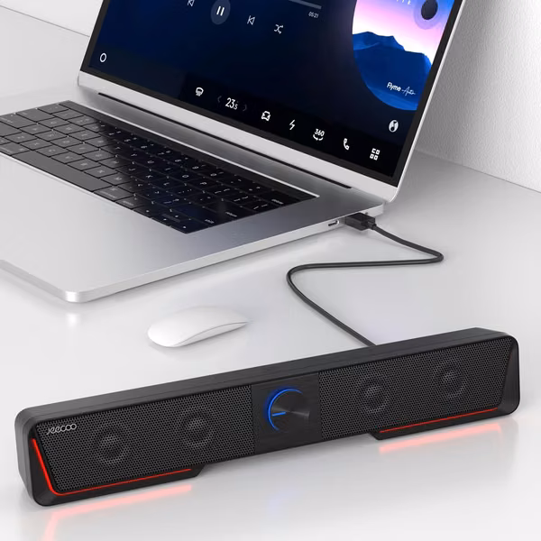 Sound bar for desktop PC or laptop with LED light - Jeecoo A40 - Bluetooth, USB Plug & amp; Play loudspeakers