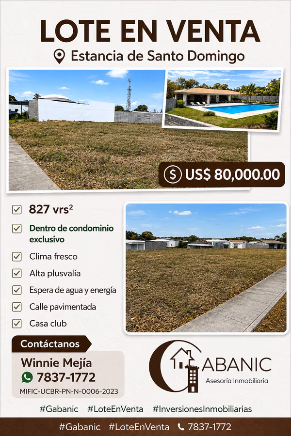 Lot for sale inside Residential in Santo Domingo