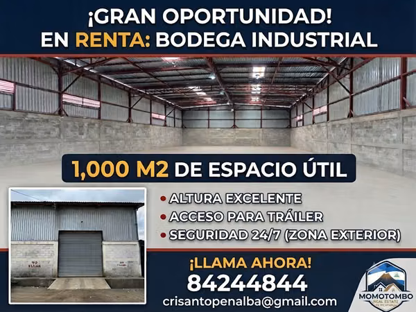 Amplia Bodega de 1,000 m2
