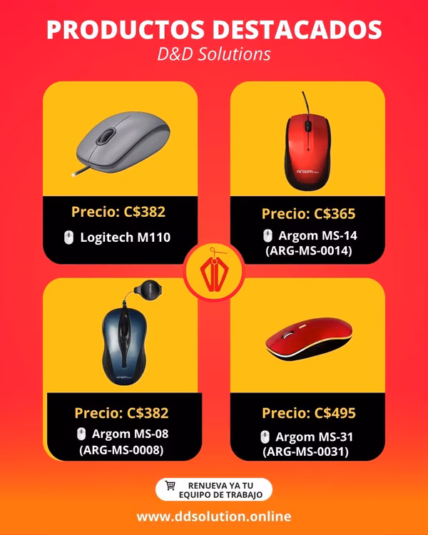 Mouse Usb and Inalambrics in Logitech and Argom brand