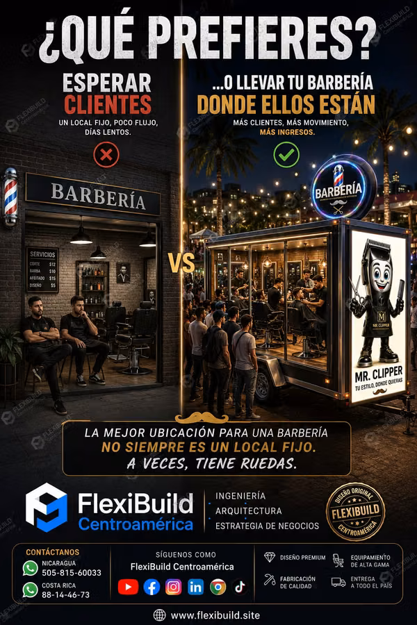 Barbería Móvil Premium | Fabricamos Tráileres para Barber Shops