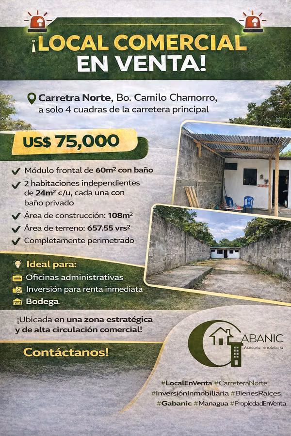  LOCAL COMERCIAL EN VENTA – CARRETERA NORTE 
