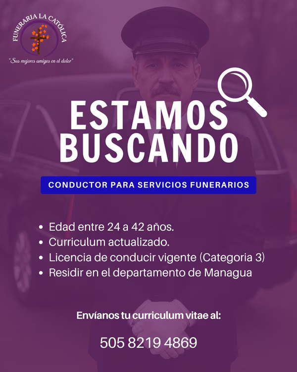 Chofer para servicios funerarios.