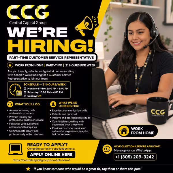 WE’RE HIRING! PART-TIME CUSTOMER SERVICE REPRESENTATIVE