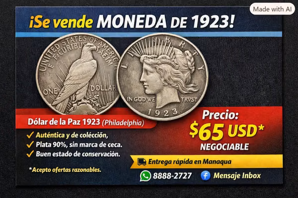 Moneda de plata 1923 – Peace Dollar original