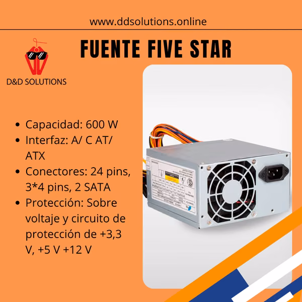 Fuente de Poder Five Star 600 W