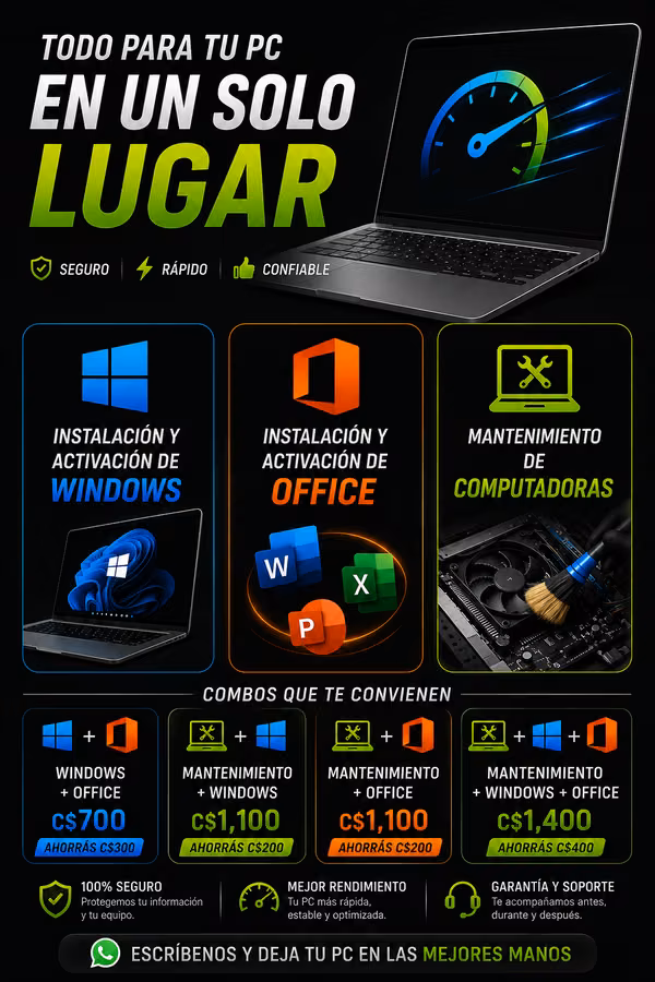  Servicios para Computadoras | Windows, Office y Mantenimiento