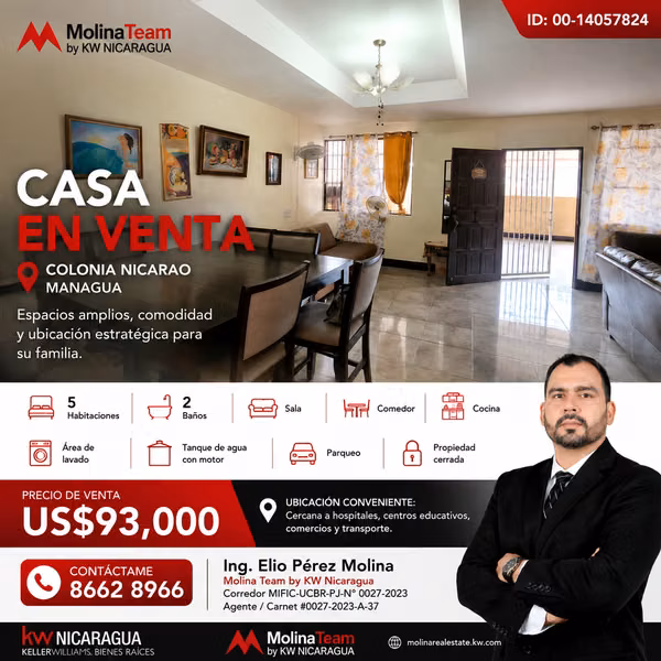 CASA EN VENTA EN COLONIA NICARAO – MANAGUA