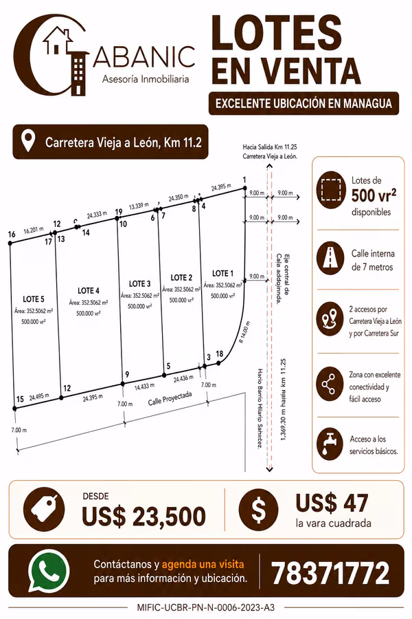 Venta de terrenos en carretera vieja a  león