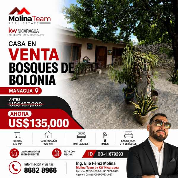 Casa Esquinera en Venta en Bosques de Bolonia | 9 Habitaciones | US$135,000