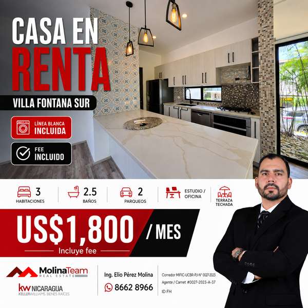 HOUSE FOR RENT IN VILLA FONTANA SUR - 124; EXCLUSIVE RESIDENTIAL