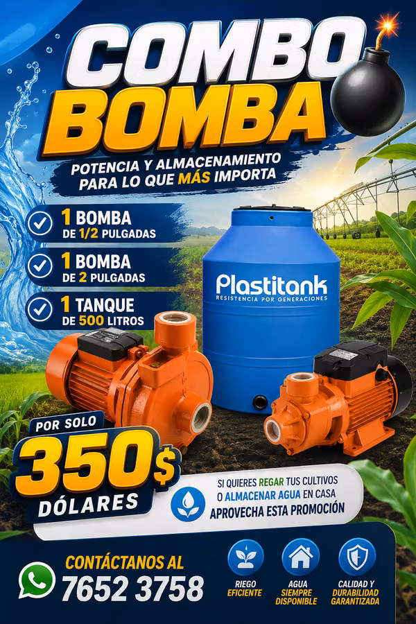 COMBO DE BOMBAS Y TANQUE DE AGUA