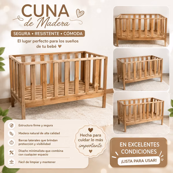 Se vende cuna de madera usada en excelente estado 