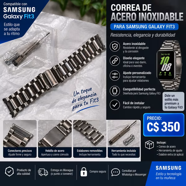 Stainless Steel Strap for Samsung Galaxy Fit3