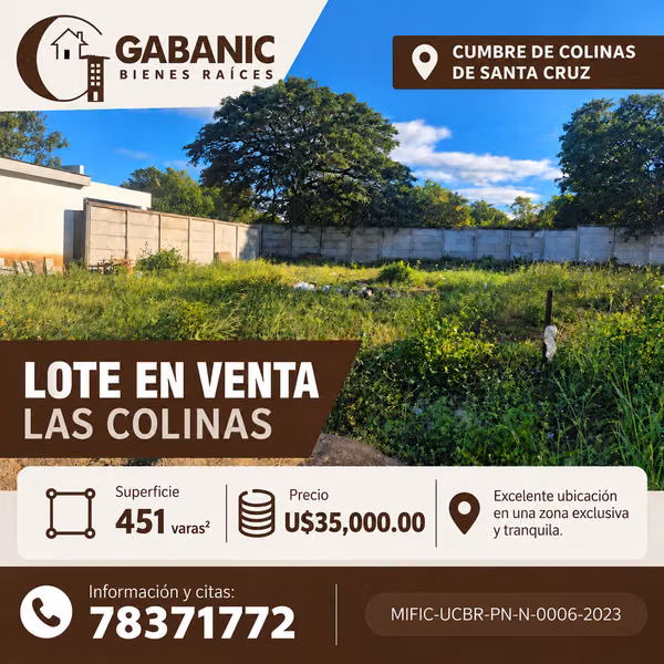 Se Vende terreno en Colinas de Santa Cruz