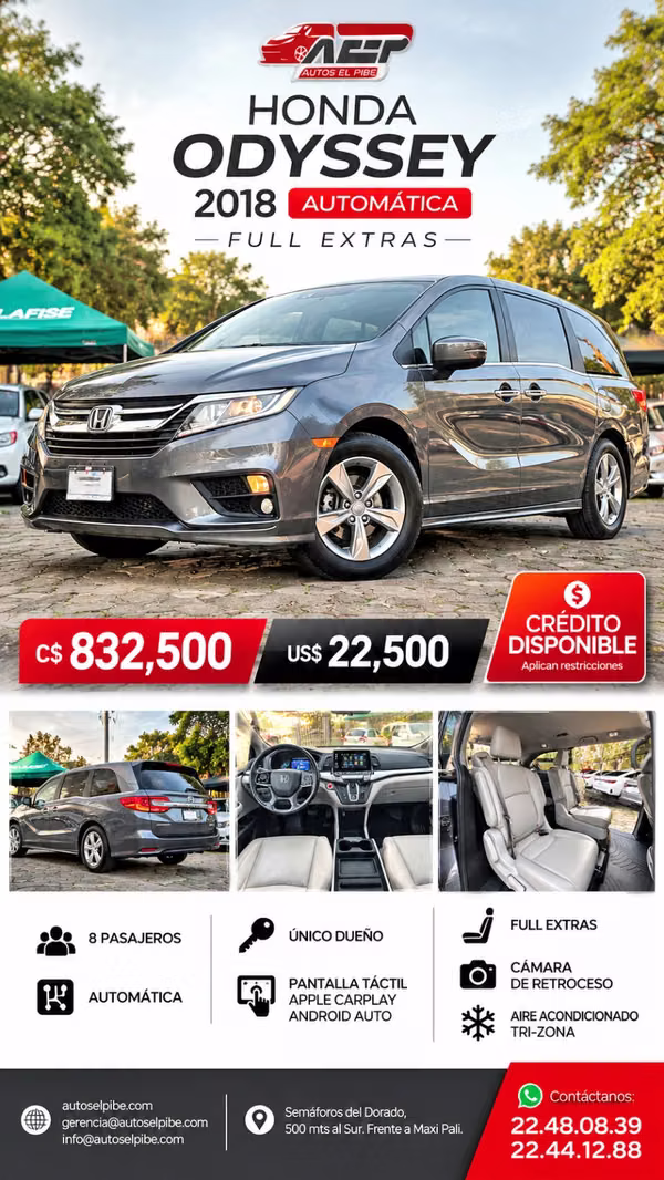 HONDA ODYSSEY 2018 PERO LUCE COMO 2024 IMPECABLE POR DONDE LA VEA! APROVECHE NAVE!