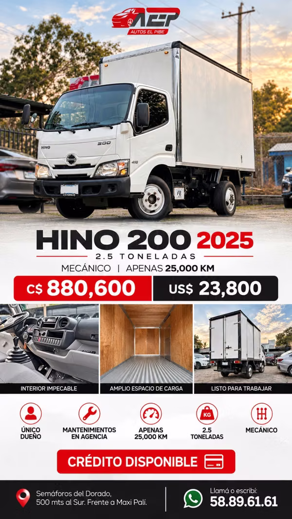 HINO CAPACIDAD 2,5 TONELADAS CON SJ HERMOSO CAJON