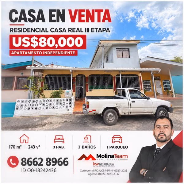 CASA EN VENTA | RESIDENCIAL CASA REAL III ETAPA