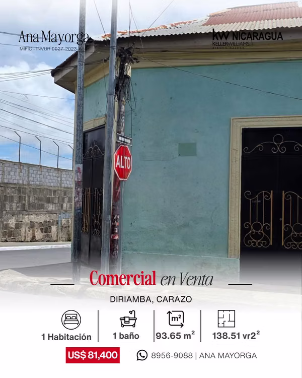 En Venta Casa con Potencial Comercial | Centro de Diriamba