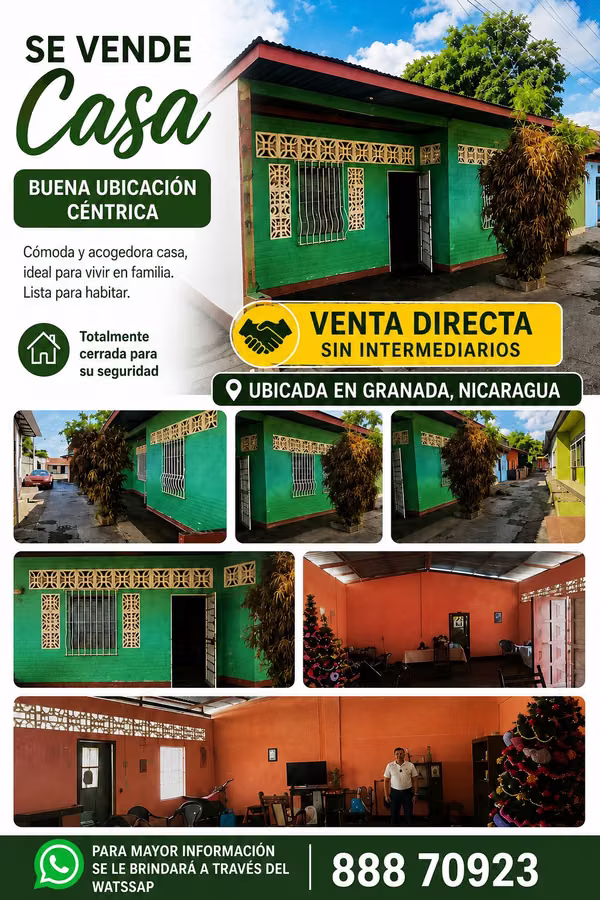 Se Vende Casa en Granada Nicaragua , buen ubicación.  Interesados escribir al watssap  