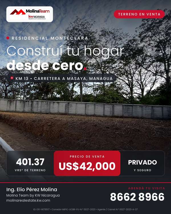LAND FOR SALE - 124; RESIDENTIAL MONTECLARA