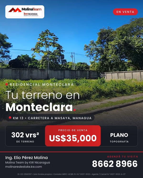 Land in sale) 124; MONTELLARIA RESIDENTIAL Km 13 Road to Masaya, Managua