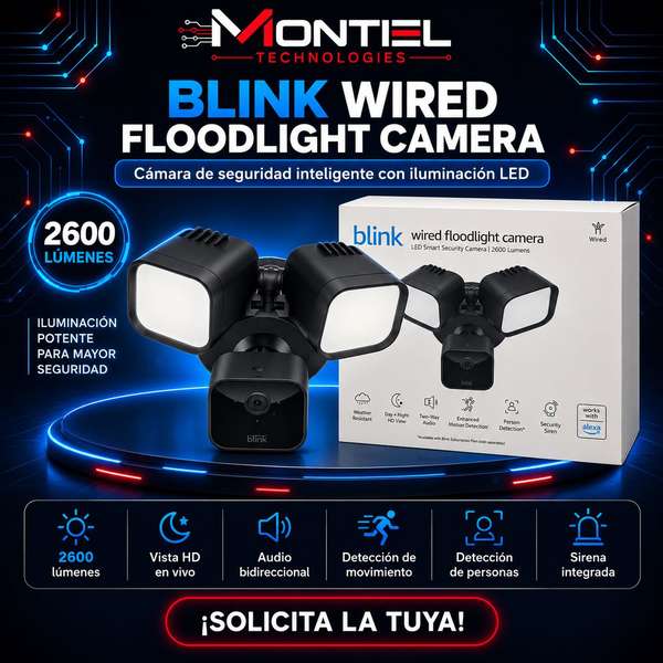 Blink Wired Floodlight Camera - 124; Intelligent Camera with Reflector HD - 124; Compatible with Alexa