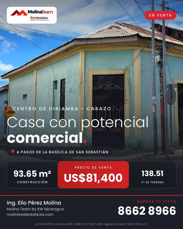 HOUSE WITH COMMERCIAL POTENTIAL FOR SALE - 124; CENTER OF DIRIAMBA