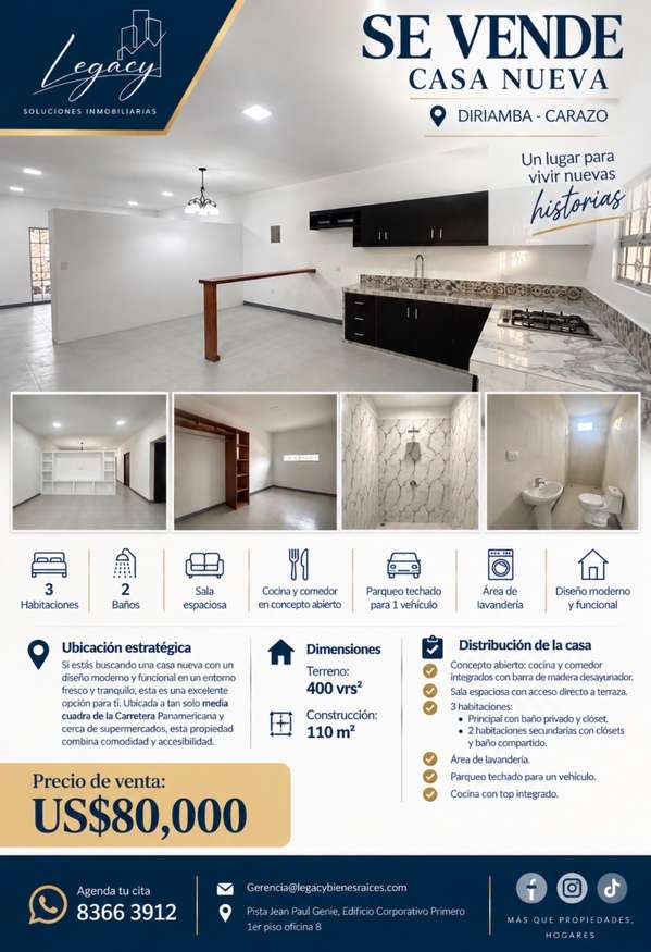 EG- Venta casa de 3h en Diriamba - Carazo