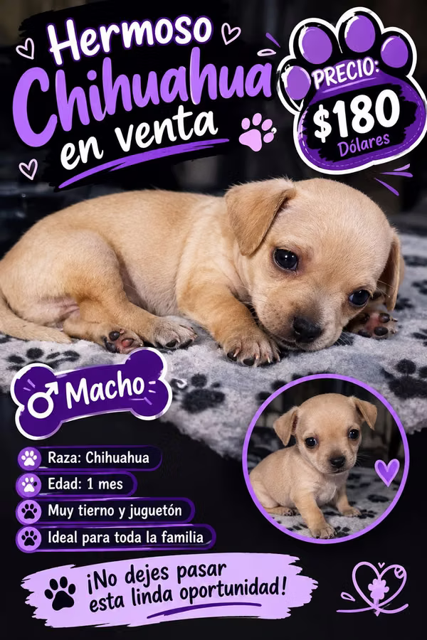 Macho chihuahua disponible $180