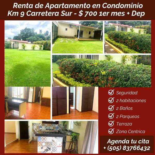 EM-Apartment rental in Condominio, km 9 South road, close to Banco Banpro