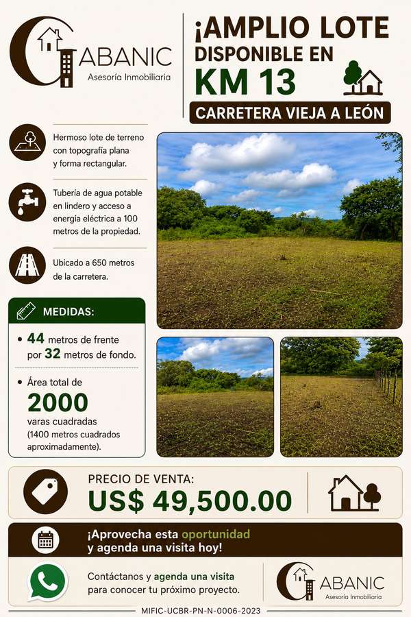 Large lot available in Km 13 Old to Lion Road!