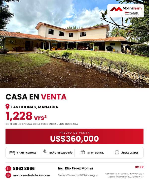 CASA EN VENTA | LAS COLINAS, MANAGUA