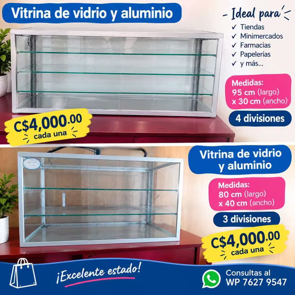 Glass and aluminium vitrines