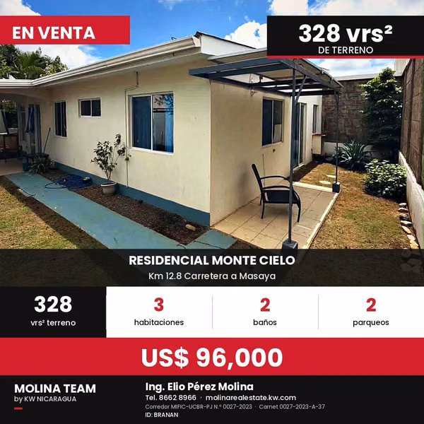 HOUSE FOR SALE - 124; RESIDENTIAL MOUNTAIN SKY, KM 12.8 ROAD TO MASAYA